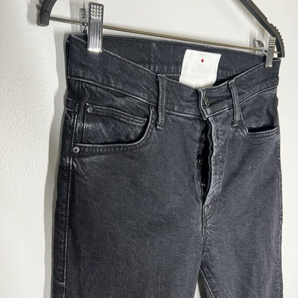 Mother Superior Sz 25 The Scrapper Cuff Ankle Fray Blackwashed Jeans - Picture 6 of 12